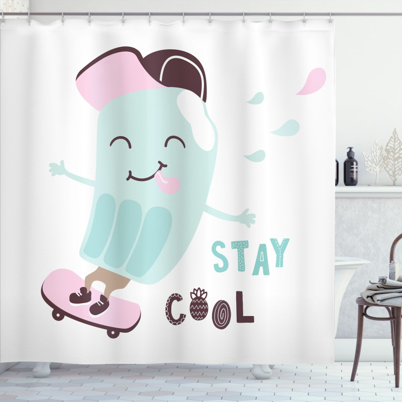 Funny Skateboard Popsicle Shower Curtain