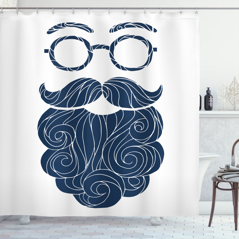 Hipster Fashion Beard Glasses Shower Curtain