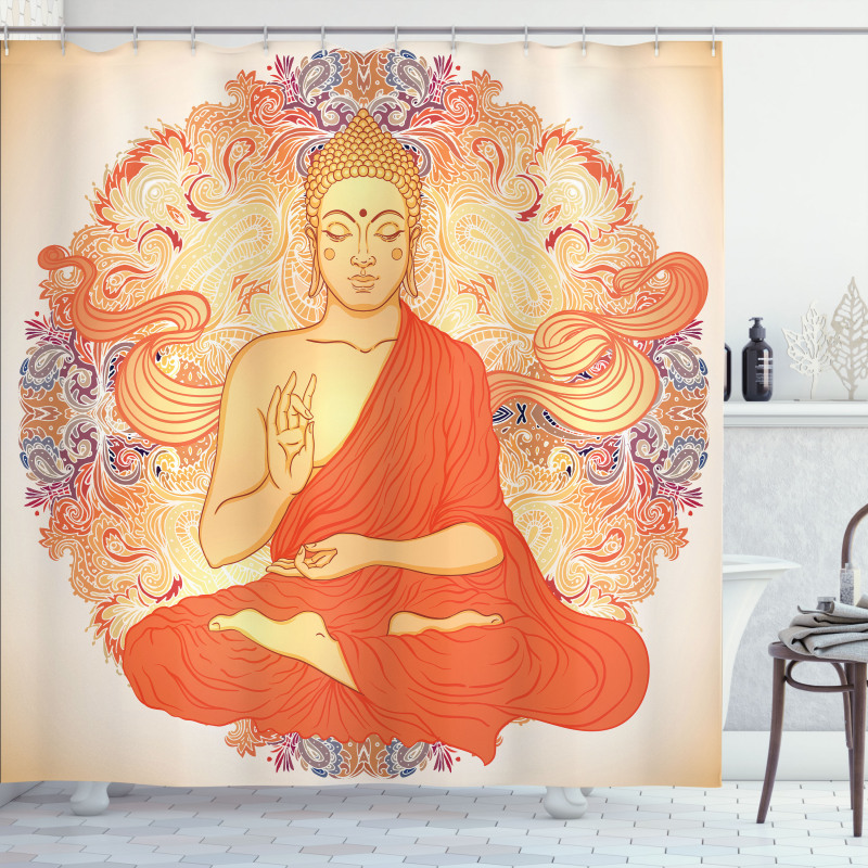 Oriental Calmness Figure Shower Curtain