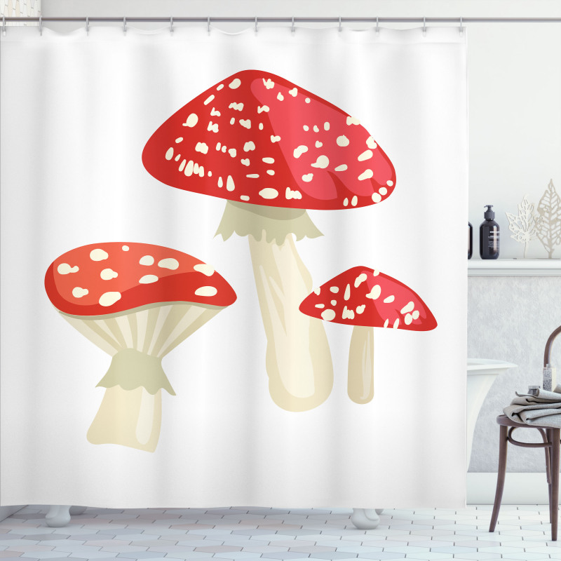 Simple Cartoon Toadstool Shower Curtain