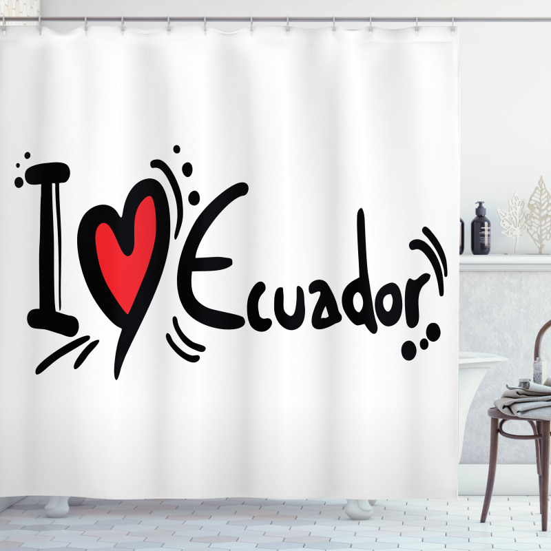 I Heart Ecuador Typography Shower Curtain