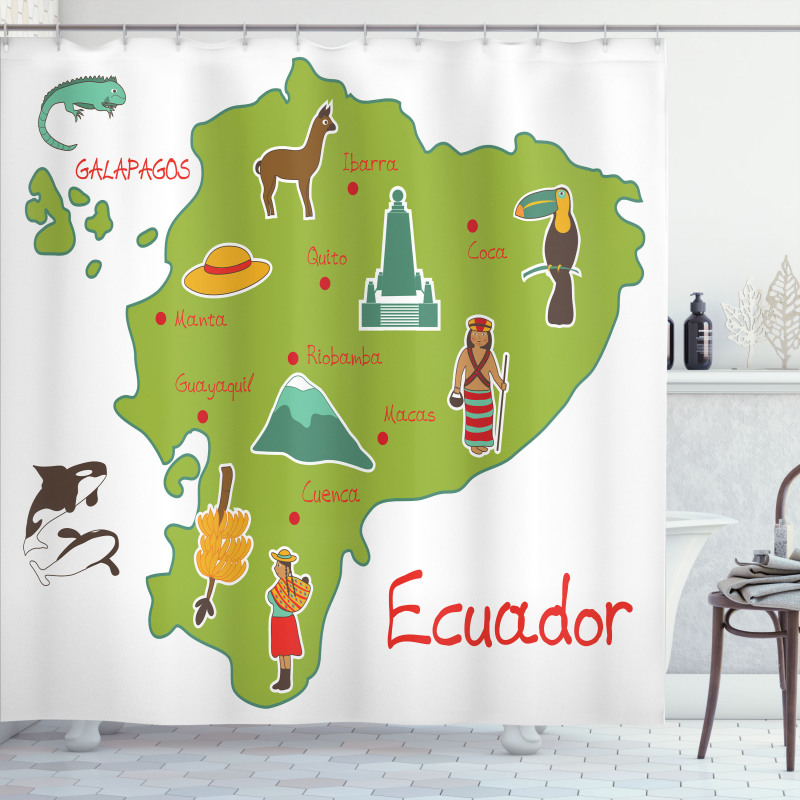 Infographic Map Landmarks Shower Curtain