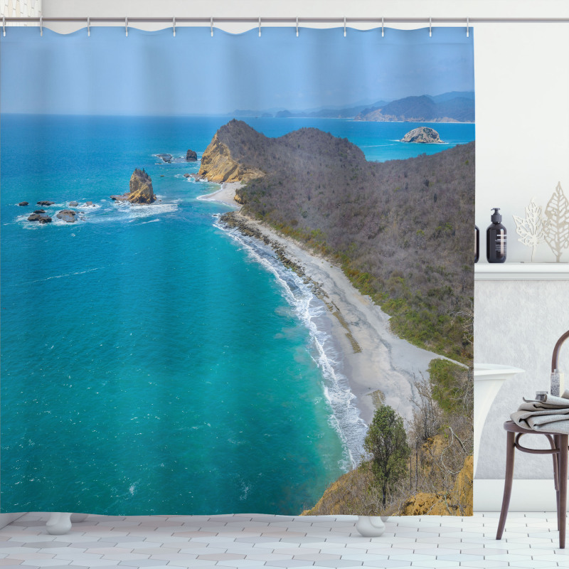 Los Frailes Beach Panoramic Shower Curtain