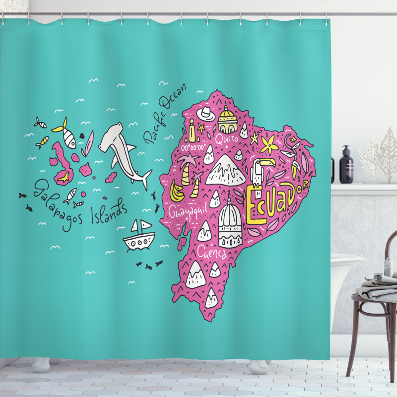 Doodle Map Main Shower Curtain