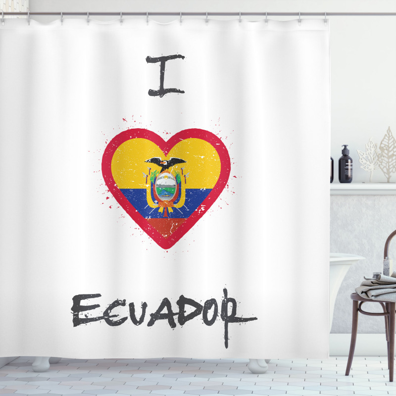 I Love Ecuador Heart Flag Shower Curtain