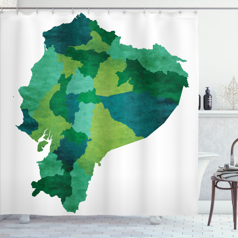 Green Tones Political Map Shower Curtain