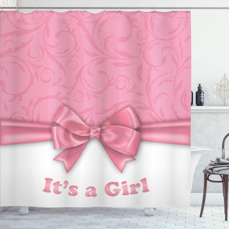 Its a Girl and Ribbon Shower Curtain