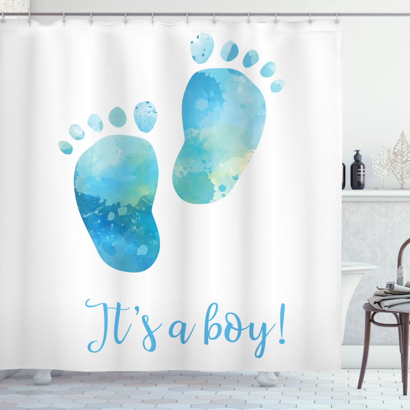 Baby Boy Footprints Shower Curtain