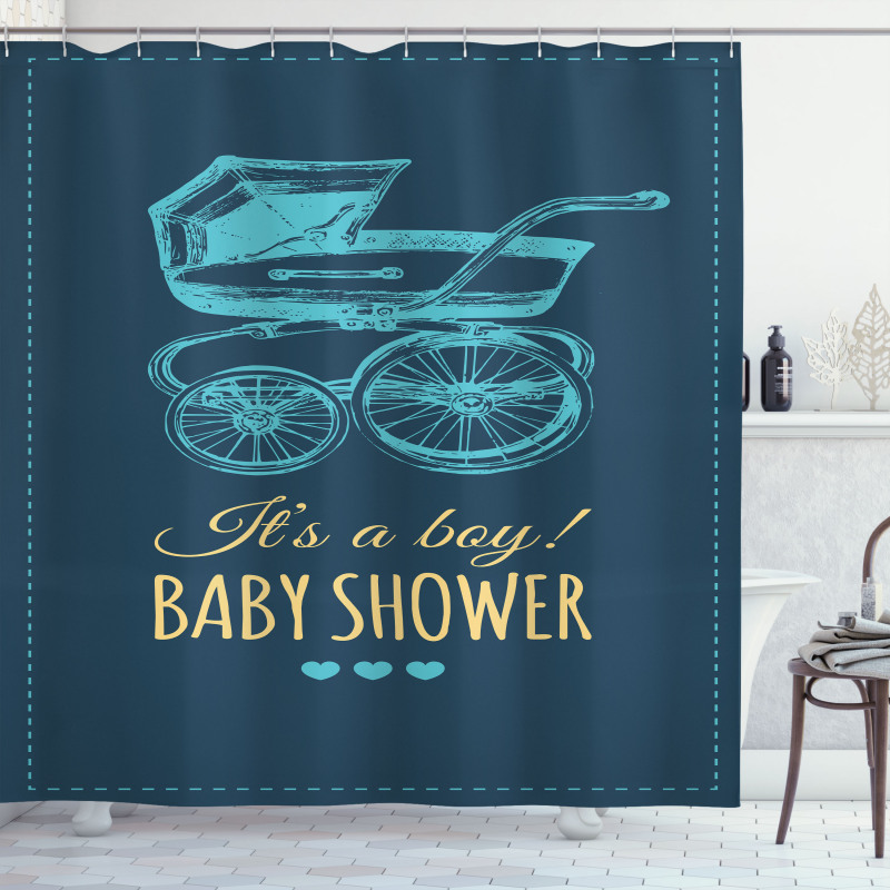 Vintage Boy Stroller Shower Curtain