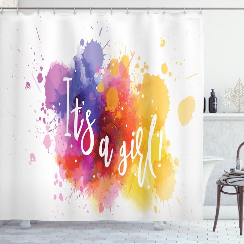 Paint Drops Baby Girl Shower Curtain