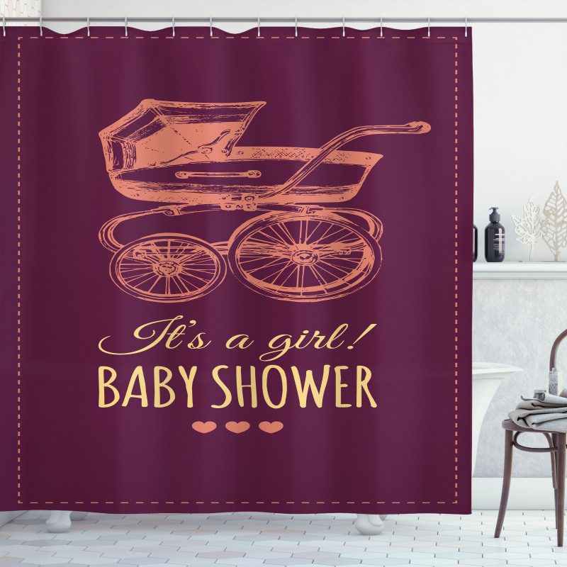 Retro Stroller Girl Shower Curtain