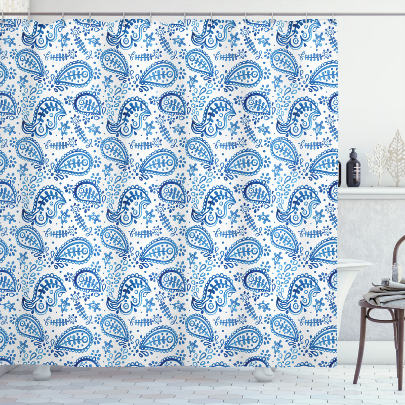 Ikat Style Watercolor Shower Curtain