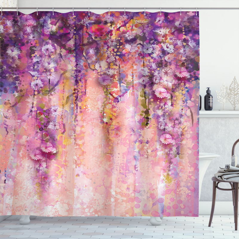 Watercolor Wisteria Blooms Shower Curtain