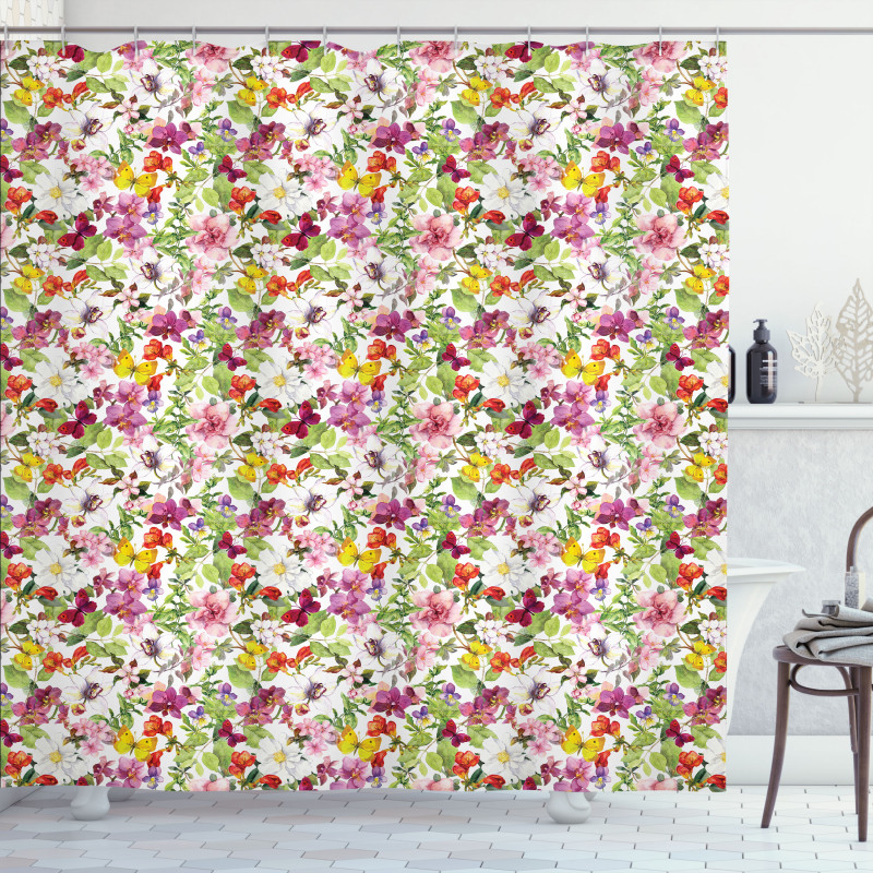 French Vintage Flowers Shower Curtain