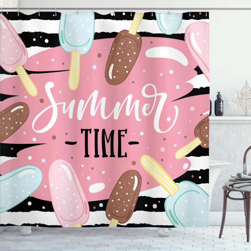 Summer Time Ice Cream Sticks Shower Curtain