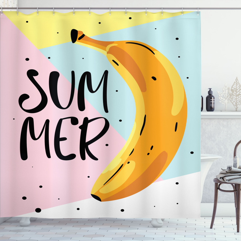 Banana on Pastel Geometric Shower Curtain