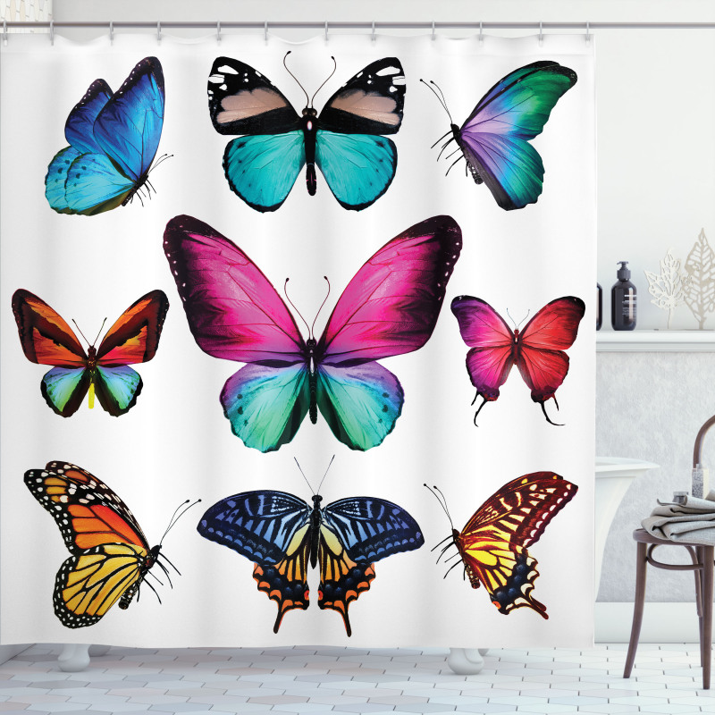 Vibrant Butterflies Set Shower Curtain