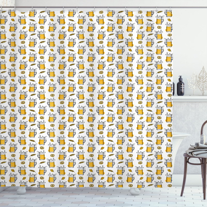 Alcoholic Drink in Mug Pattern Shower Curtain