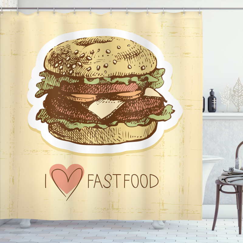 Grunge Retro Fast Food Shower Curtain