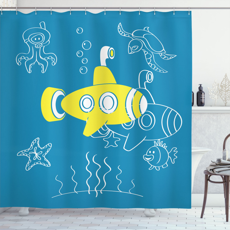 Kids Cartoon Underwater Shower Curtain