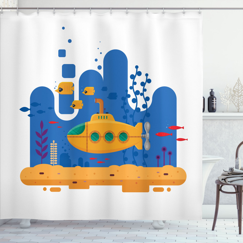 Periscope Fish and Reefs Shower Curtain