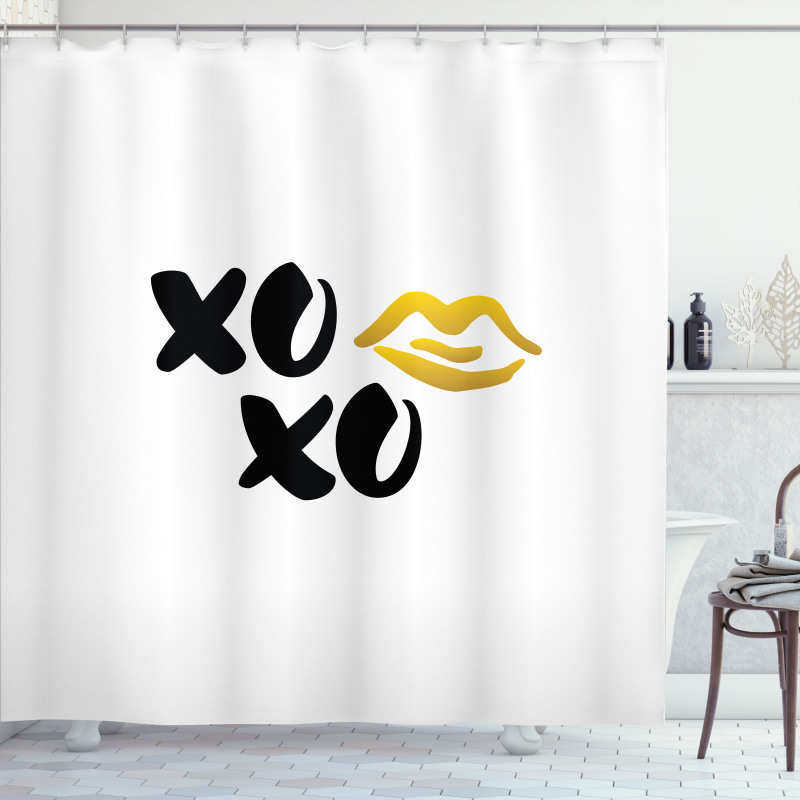 Simple Lettering with Lip Kiss Shower Curtain