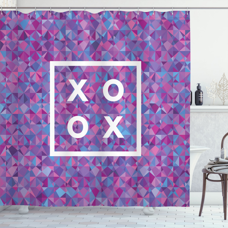 Polygonal Mosaic Romance Frame Shower Curtain