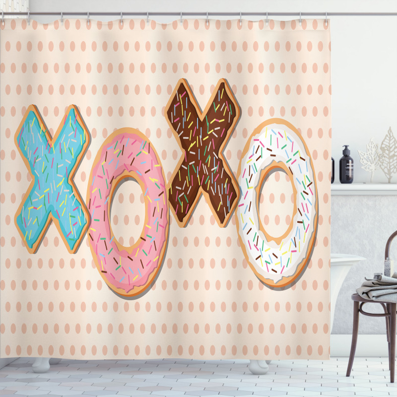 Delicious Donuts Polka Dots Shower Curtain