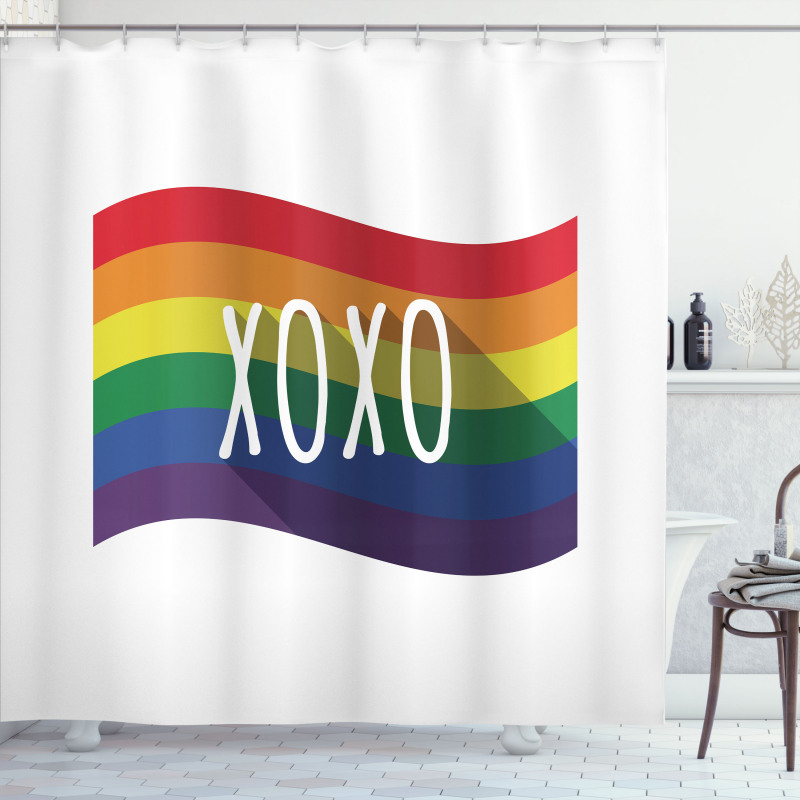 Waving Rainbow Flag Acronym Shower Curtain