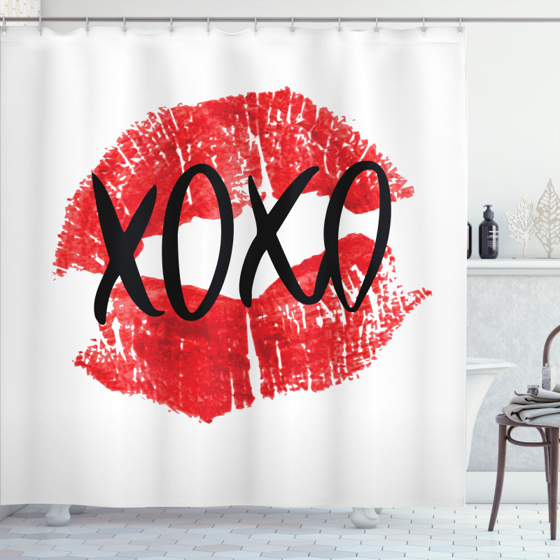 Lips Pattern with Love Kisses Shower Curtain