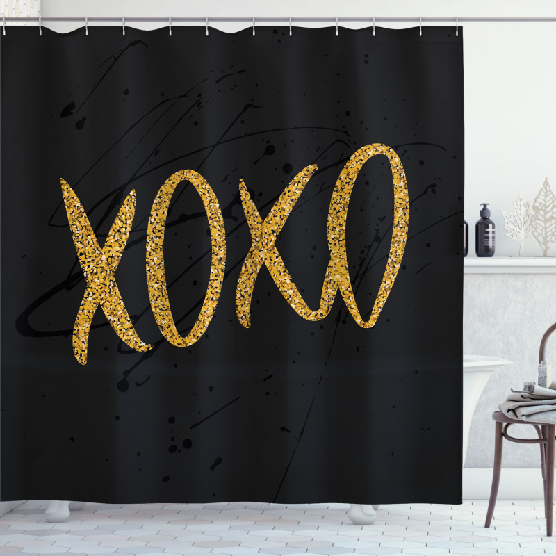 Romance Love Kisses Dark Print Shower Curtain