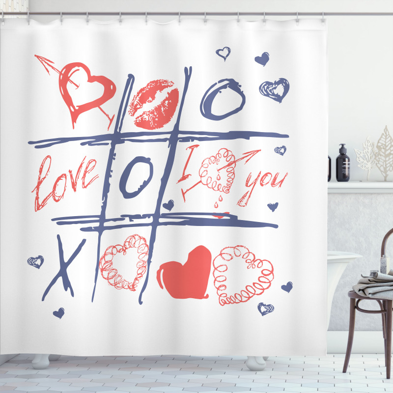 Hearts Lips and I Love You Shower Curtain