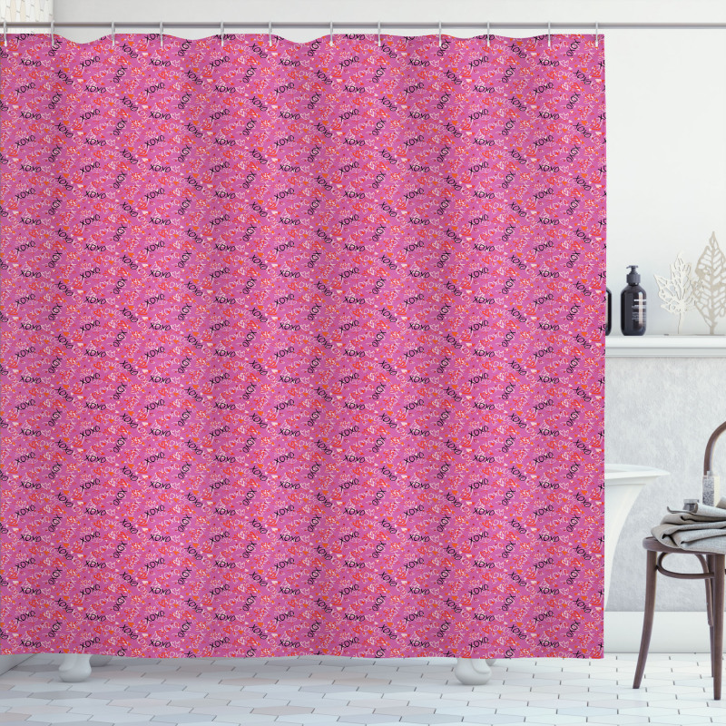 Energetic Hearts Kisses Love Shower Curtain