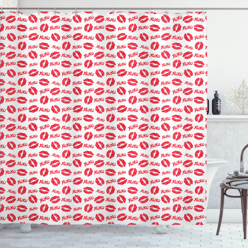 Lipstick Kiss Acronym Pattern Shower Curtain