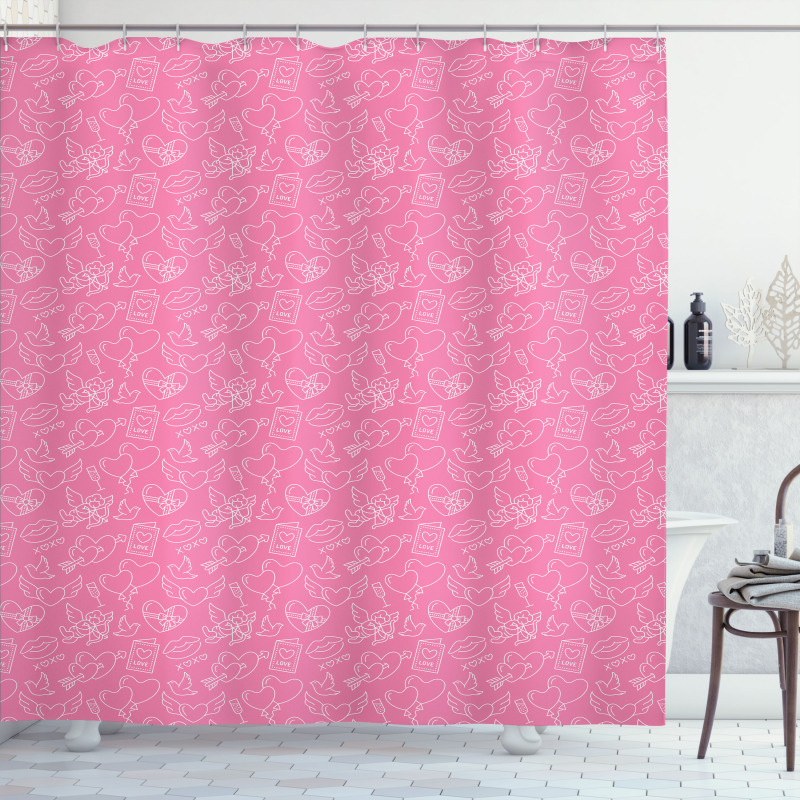 Romantic Celebration Outline Shower Curtain