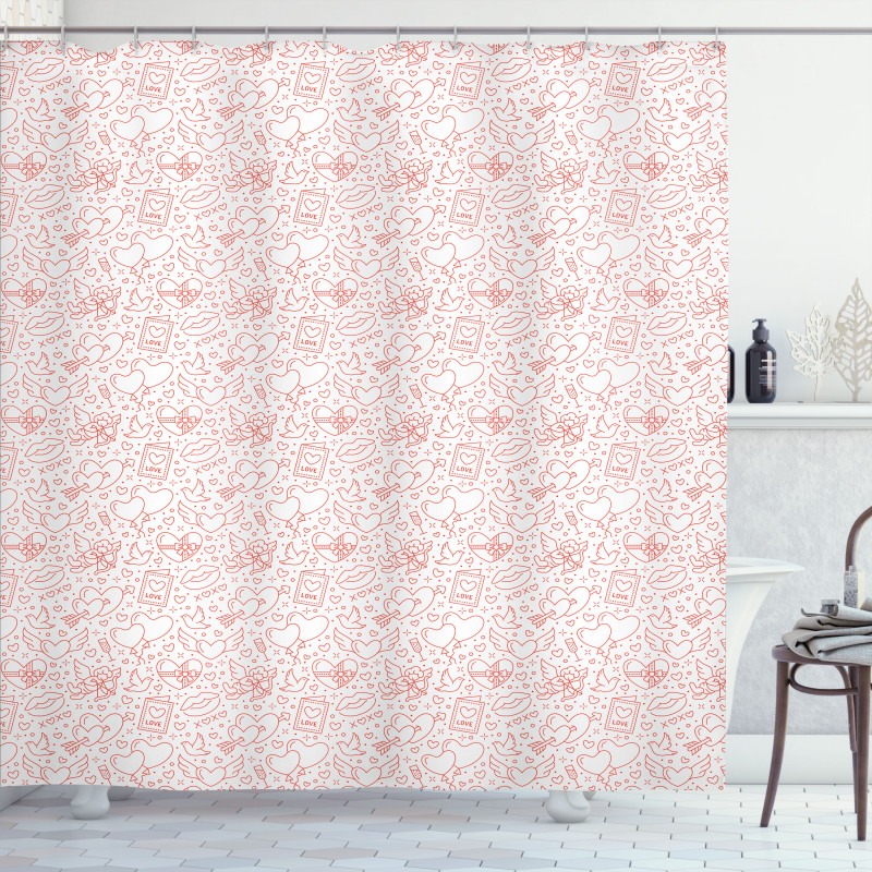 Valentines Day Simple Objects Shower Curtain