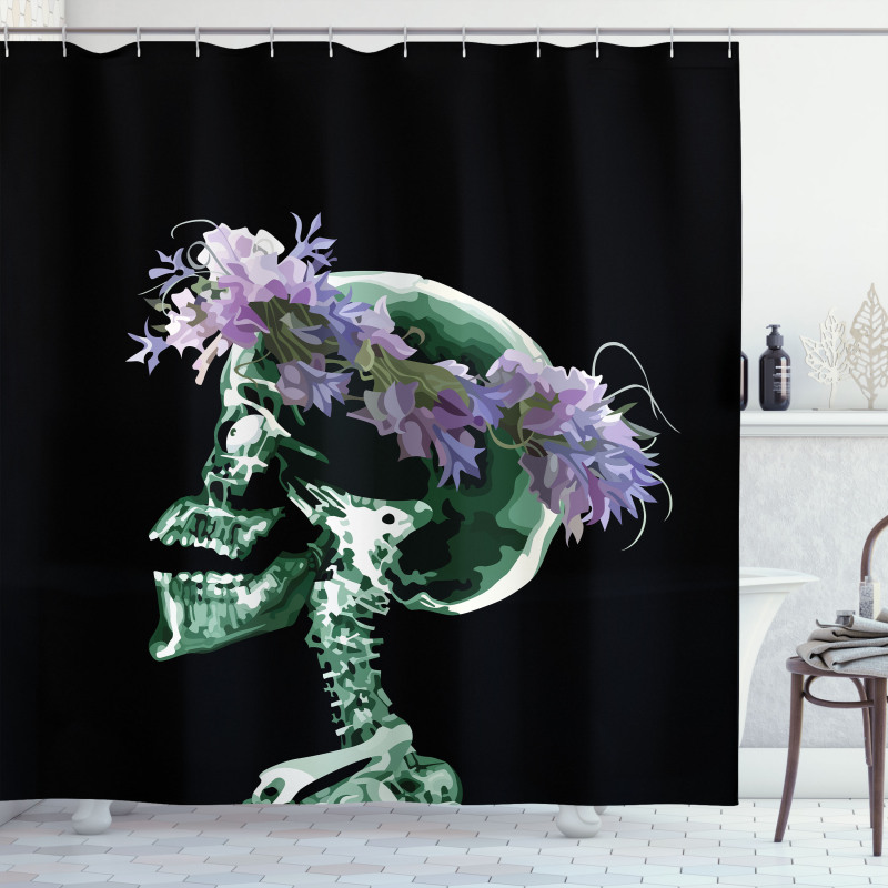 Xray Skeleton with Wreath Shower Curtain