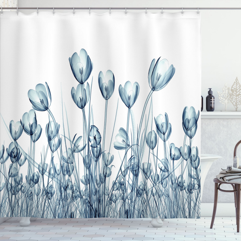 Crocus Flower Field in Xray Shower Curtain