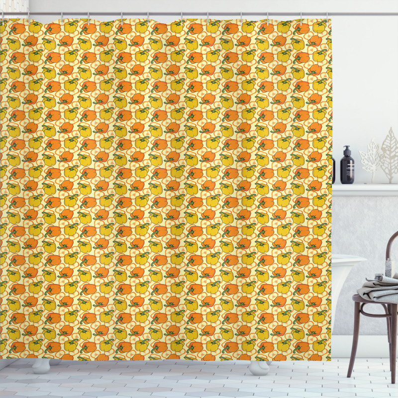 Peppers and Slices Pattern Shower Curtain