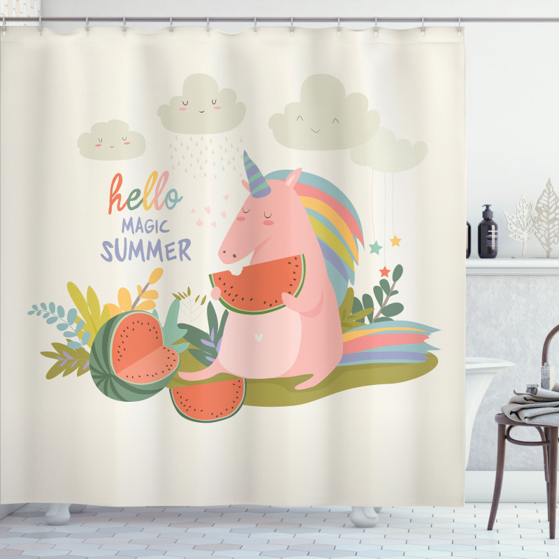 Summer Unicorn Watermelon Shower Curtain