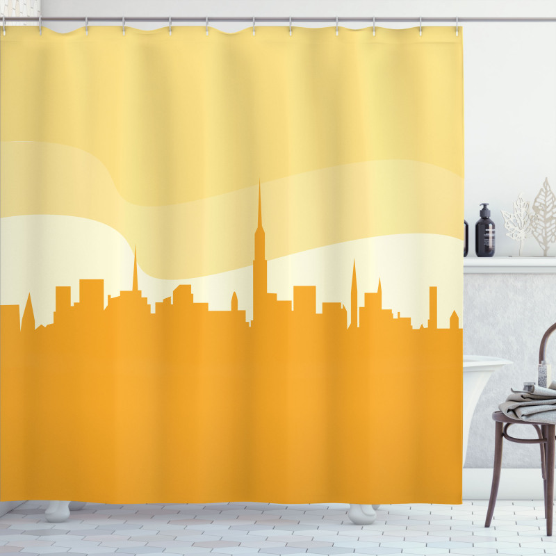 Panoramic Silhouette Cityscape Shower Curtain