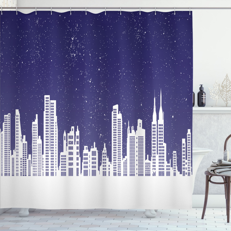 New York Skyline Starry Night Shower Curtain