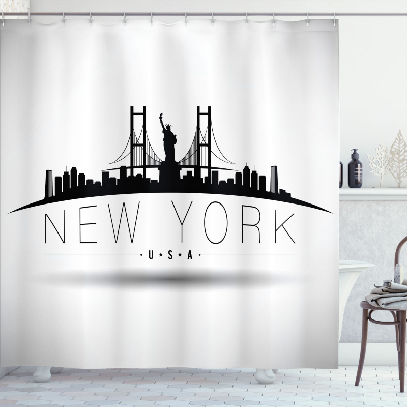 New York USA Wording Landmarks Shower Curtain