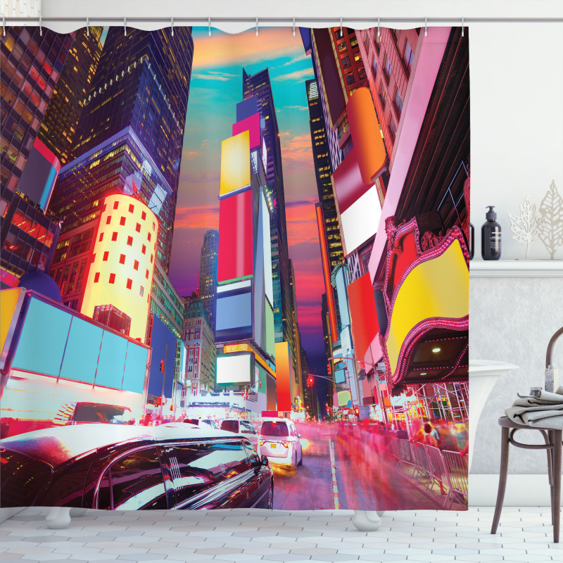 Colorful Night Times Square Shower Curtain