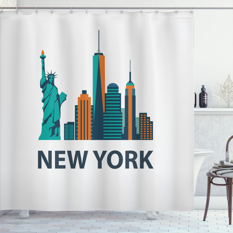 Simple New York Text Landmarks Shower Curtain