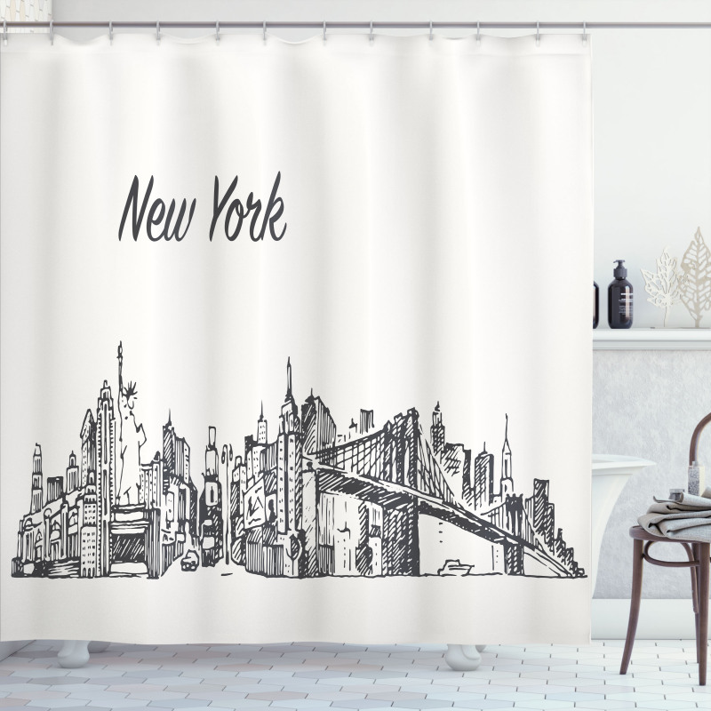 Simplistic Sketch of New York Shower Curtain