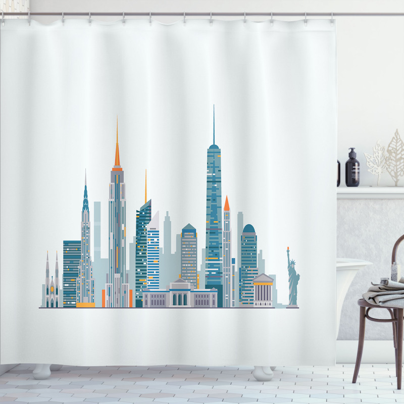 Megacity New York Illustration Shower Curtain