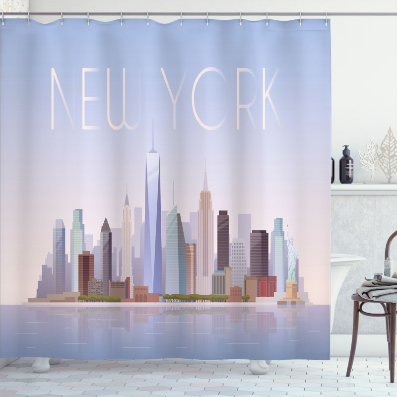 Pastel Tones Big Apple Skyline Shower Curtain