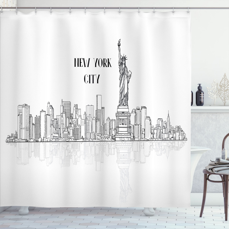 Outline Cityscape New York City Shower Curtain