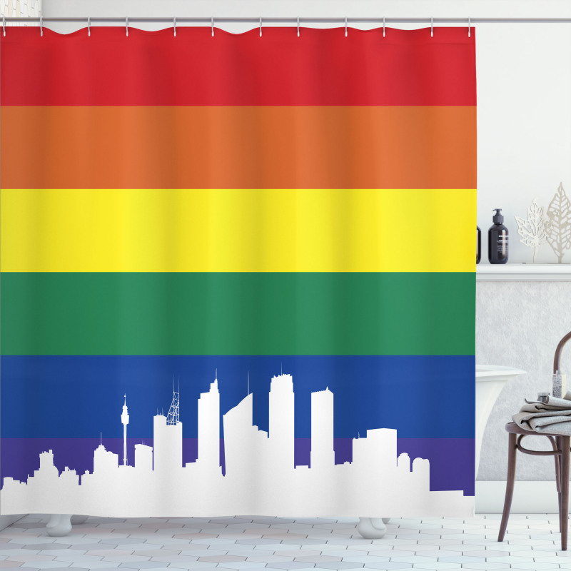 Sydney Buildings Rainbow Flag Shower Curtain